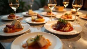 Wine pairings in a restuarant during a wine tour in France WSA Bangkok