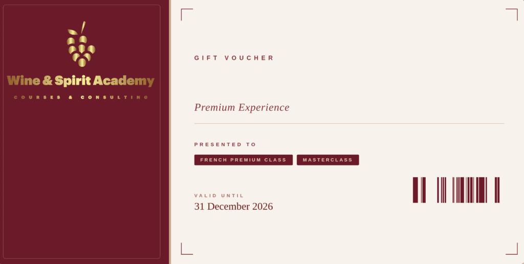 gift voucher Wine & Spirit Academy for French Premium class and Masterclasses