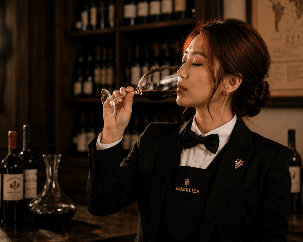 Student tasting the wine at Wine & Spirit Academy