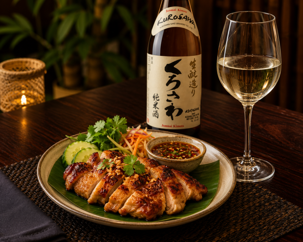 Kimoto sake with Gai Yaang